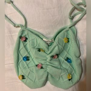 For love and lemons knit crop top 🩵